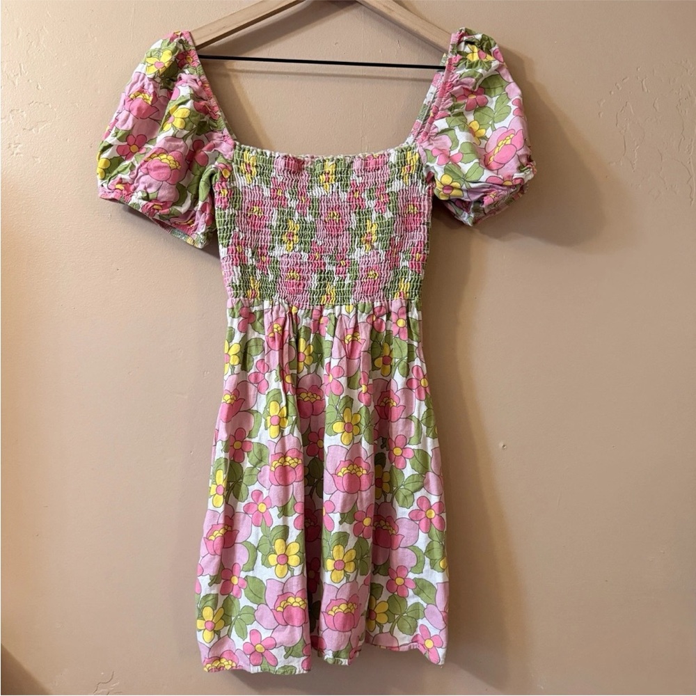 Show Me Your MuMu Bixby Mini Dress Womens Medium Floral Puff Sleeve Sundress
